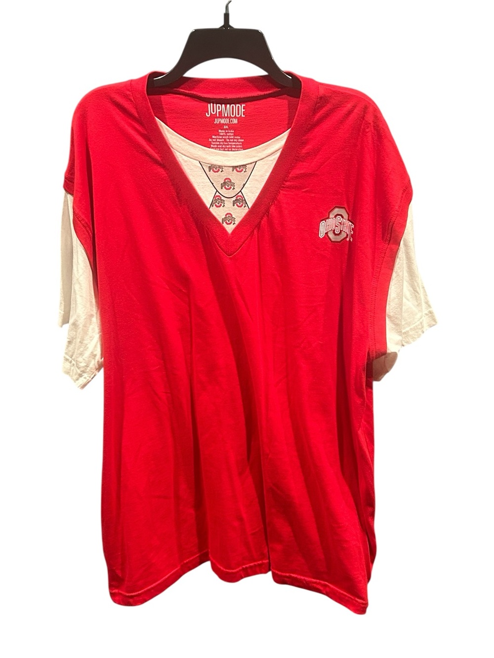 Ohio State Buckeyes Faux Sweater Vest T Shirt Jupmode Jim Tressel Red 2XL XXL